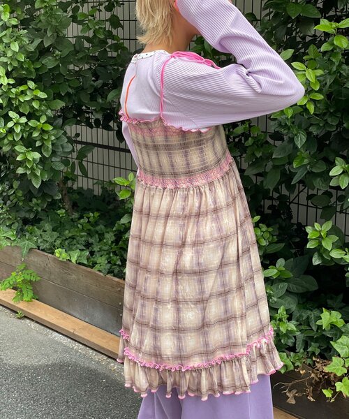 HELLO.SANFRANCISCO（ハローサンフランシスコ）の「【HELLO.SANFRANCISCO/ハローサンフランシスコ】チェックベロアシャーリングチュニック（チュニック・レディース・オレンジ/ベージュ/ブルー/グレー・ONE SIZE）」の13枚目の写真