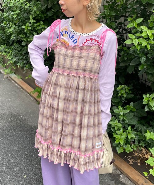 TOKUKO 16 ノースリーブチュニック ピンク 抽象柄 TOKUKO 16