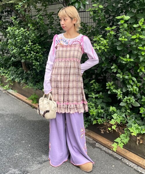 HELLO.SANFRANCISCO（ハローサンフランシスコ）の「【HELLO.SANFRANCISCO/ハローサンフランシスコ】チェックベロアシャーリングチュニック（チュニック・レディース・オレンジ/ベージュ/ブルー/グレー・ONE SIZE）」の16枚目の写真