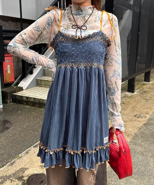 HELLO.SANFRANCISCO（ハローサンフランシスコ）の「【HELLO.SANFRANCISCO/ハローサンフランシスコ】チェックベロアシャーリングチュニック（チュニック・レディース・オレンジ/ベージュ/ブルー/グレー・ONE SIZE）」の19枚目の写真