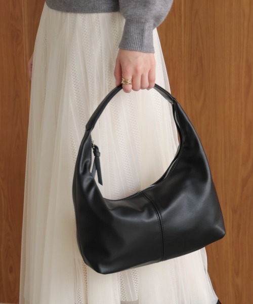 Bou Jeloud(ブージュルード)の「ワンハンドルPUバック(ハンドバッグ・レディース・モカ/ブラック・ONESIZE)」の1枚目の写真