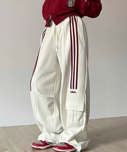 SallyLunn(サリーラン)の「サイドラインルーズパンツ(その他パンツ・レディース・ホワイト/グレー・MEDIUM/LARGE)」の1枚目の写真