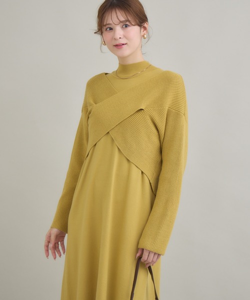 KATHARINE ROSS（キャサリンロス）の「【PILLINI/ピリーニ】カシュクールニットセットワンピース（ワンピース・レディース・イエロー/ブラック・MEDIUM）」の2枚目の写真