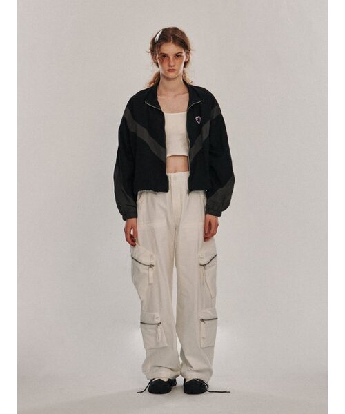 SOME PLACE（サムプレイス）の「コットンバンディングワイドダブルジップポケットカーゴパンツ[アイボリー]（スウェットパンツ・レディース・アイボリー・FREE）」の5枚目の写真