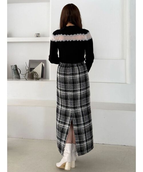 MERCURYDUO（マーキュリーデュオ）の「チェックツィードタイトスカート（スカート・レディース・オフホワイト/ブラック/ネイビー・SMALL/MEDIUM）」の8枚目の写真