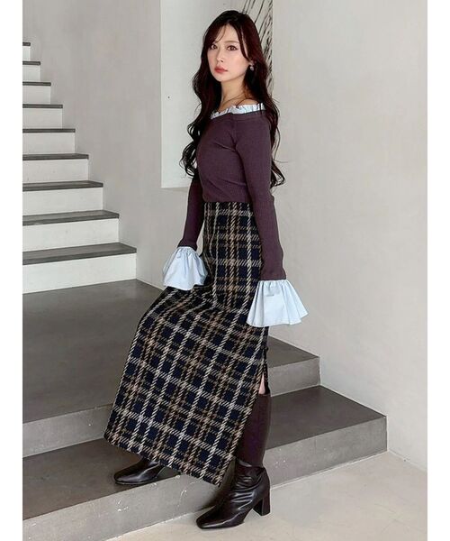 MERCURYDUO（マーキュリーデュオ）の「チェックツィードタイトスカート（スカート・レディース・オフホワイト/ブラック/ネイビー・SMALL/MEDIUM）」の15枚目の写真