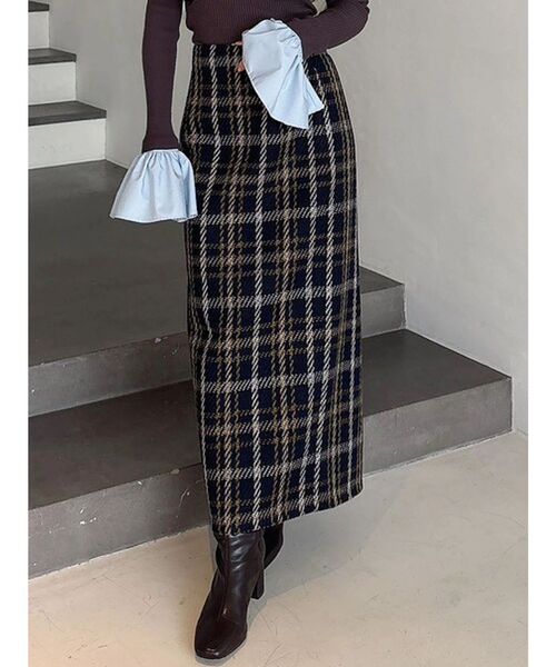 MERCURYDUO（マーキュリーデュオ）の「チェックツィードタイトスカート（スカート・レディース・オフホワイト/ブラック/ネイビー・SMALL/MEDIUM）」の16枚目の写真