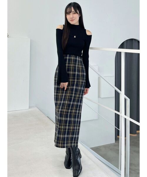 MERCURYDUO（マーキュリーデュオ）の「チェックツィードタイトスカート（スカート・レディース・オフホワイト/ブラック/ネイビー・SMALL/MEDIUM）」の17枚目の写真
