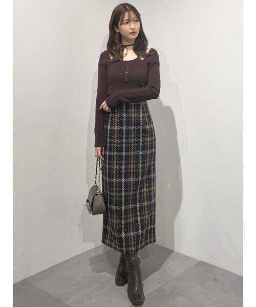 MERCURYDUO（マーキュリーデュオ）の「チェックツィードタイトスカート（スカート・レディース・オフホワイト/ブラック/ネイビー・SMALL/MEDIUM）」の19枚目の写真
