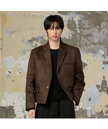 HYOJI（ヒョージ）の「25 FW 2ボタン クロップジャケット_スエード (カーキブラウン)（ライダースジャケット）」