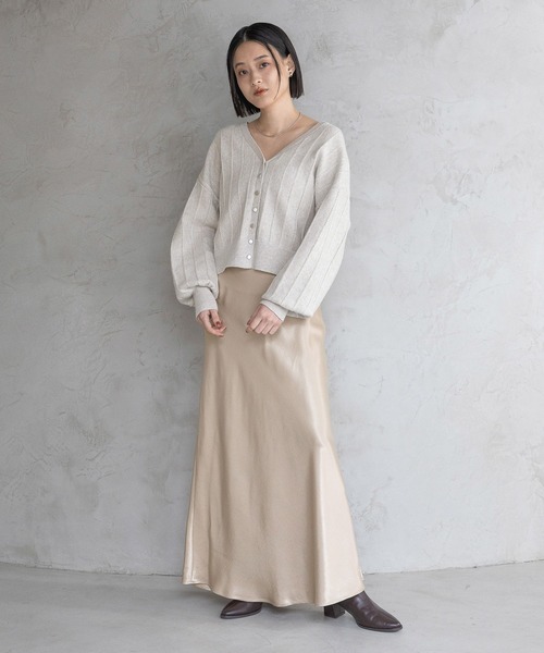 A part by（アパートバイ）の「アイレットニットカーディガン（カーディガン/ボレロ・レディース・グリーン/グレー系その他2/ネイビー/アイボリー・FREE）」の7枚目の写真