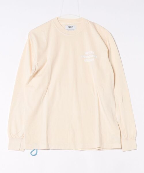 WESTERN HYDRODYNAMIC RESEARCH(ウェスタンハイドロダイナミックリサーチ)の「【Western Hydrodynamic Research/ウェスタン ハイドロダイナミック リサーチ】WORKER LS TEE US 同色プリント バックプリント ブランドロゴ ワンポイント 刺繍 ロンT(Tシャツ/カットソー・メンズ・アイボリー/ブラック/ネイビー・LARGE/MEDIUM)」の4枚目の写真