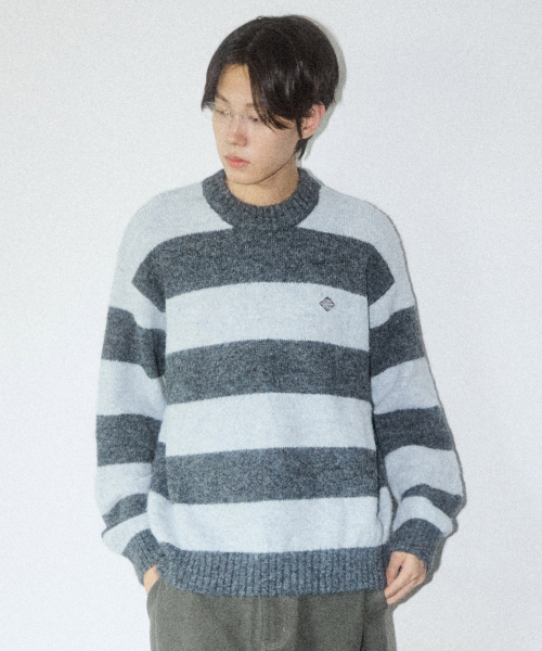 HAIRY STRIPE PULLOVER [CHARCOAL] — свитер