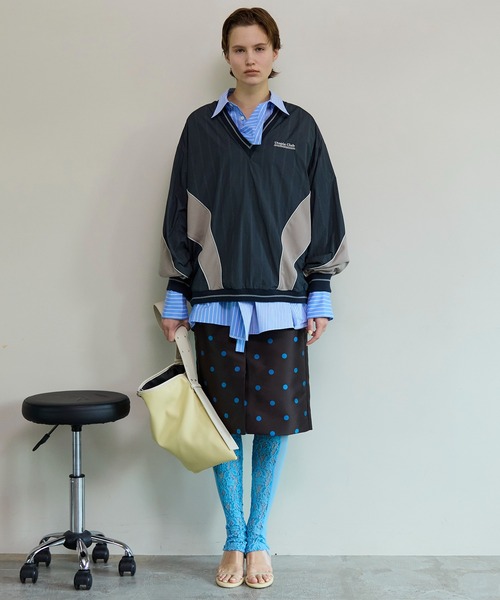 セール】Polka Dot Mock-Neck Skirt/ドットミモレタイトスカート