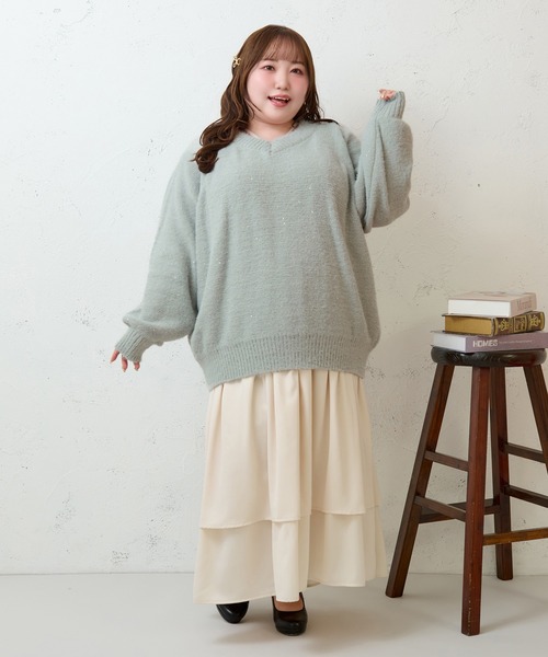Louiosy（ルオシー）の「【大きいサイズ】2段フリルティアードキャミワンピ ース（ワンピース・レディース・ブラック/アイボリー・X-LARGE/4L/3L）」の20枚目の写真