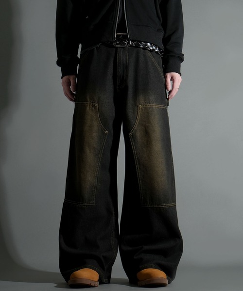 Starting Over（スターティングオーバー）の「DOUBLE KNEE WIDE DENIM PAINTER PANTS/ダブルニー ワイドデニム ペインターパンツ（デニムパンツ・メンズ・ブラック/ネイビー・L/M）」の16枚目の写真