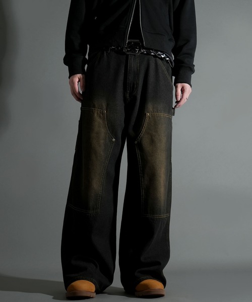 Starting Over（スターティングオーバー）の「DOUBLE KNEE WIDE DENIM PAINTER PANTS/ダブルニー ワイドデニム ペインターパンツ（デニムパンツ・メンズ・ブラック/ネイビー・L/M）」の19枚目の写真