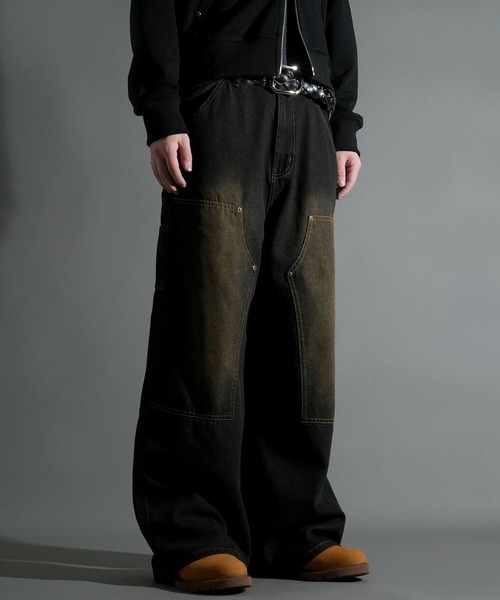 Starting Over（スターティングオーバー）の「DOUBLE KNEE WIDE DENIM PAINTER PANTS/ダブルニー ワイドデニム ペインターパンツ（デニムパンツ・メンズ・ブラック/ネイビー・L/M）」の20枚目の写真