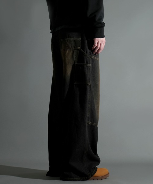 Starting Over（スターティングオーバー）の「DOUBLE KNEE WIDE DENIM PAINTER PANTS/ダブルニー ワイドデニム ペインターパンツ（デニムパンツ・メンズ・ブラック/ネイビー・L/M）」の21枚目の写真