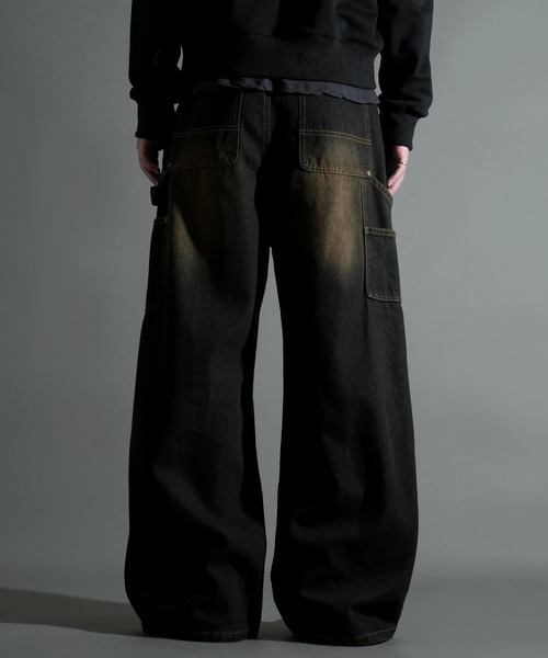 Starting Over（スターティングオーバー）の「DOUBLE KNEE WIDE DENIM PAINTER PANTS/ダブルニー ワイドデニム ペインターパンツ（デニムパンツ・メンズ・ブラック/ネイビー・L/M）」の22枚目の写真