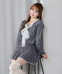 one after another NICE CLAUP | レース襟配色ニットセットアップ(セットアップ)