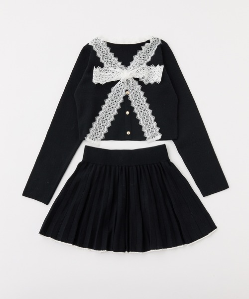 one after another NICE CLAUP（ワンアフターアナザーナイスクラップ）の「レース襟配色ニットセットアップ（セットアップ・レディース・アイボリー/ブラック/杢グレー・FREE）」の11枚目の写真