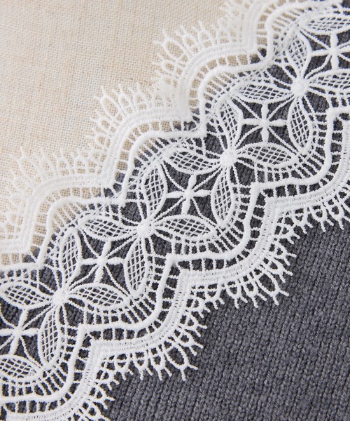 one after another NICE CLAUP（ワンアフターアナザーナイスクラップ）の「レース襟配色ニットセットアップ（セットアップ・レディース・アイボリー/ブラック/杢グレー・FREE）」の15枚目の写真