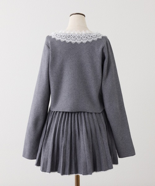 セール】レース襟配色ニットセットアップ（セットアップ）｜one after
