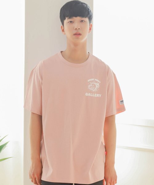 CODE I'M(コードアイエム)の「30番手シングルアンガリーパピー2プリントオーバーサイズ半袖Tシャツピンク(Tシャツ/カットソー・メンズ・その他・LARGE/MEDIUM)」の1枚目の写真