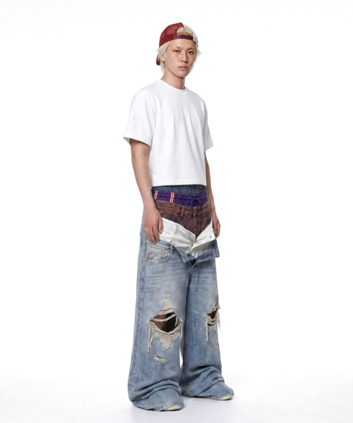 C WEAR BY THE GENIUS(シーウェアバイザジーニアス)の「ヘビーウェイト メンズ クロップTシャツ ホワイト(Tシャツ/カットソー・メンズ・その他・SMALL/MEDIUM/LARGE/X-LARGE/XX-LARGE)」の2枚目の写真