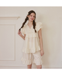 LUNALUZ STUDIO（ルナルス）の「Women's Creamy Sandwash V-Neck Short Sleeve Two-Piece Pajamas（ルームウェア/パジャマ）」