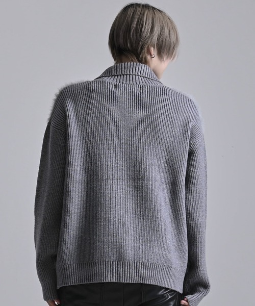 CavariA（キャバリア）の「『CavariA/キャバリア』ファー切り替えニットブルゾン（その他アウター・メンズ・グレー/ブラック・L/M）」の18枚目の写真