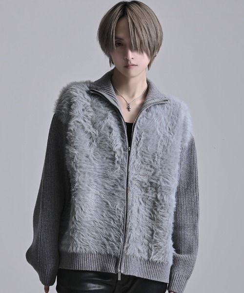 CavariA（キャバリア）の「『CavariA/キャバリア』ファー切り替えニットブルゾン（その他アウター・メンズ・グレー/ブラック・L/M）」の17枚目の写真