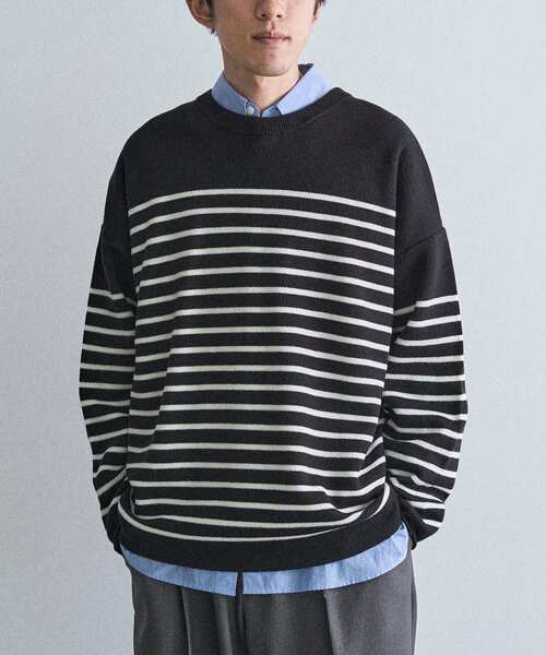 CRAFT STANDARD BOUTIQUE（クラフトスタンダードブティック）の「パネルボーダーニットプルオーバー＜ホームケア可能＞（ニット/セーター・メンズ・ブルー系その他2/ホワイト系その他4/ブラック系その他4・XL/M/L）」の4枚目の写真