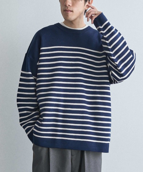 CRAFT STANDARD BOUTIQUE（クラフトスタンダードブティック）の「パネルボーダーニットプルオーバー＜ホームケア可能＞（ニット/セーター・メンズ・ブルー系その他2/ホワイト系その他4/ブラック系その他4・XL/M/L）」の3枚目の写真