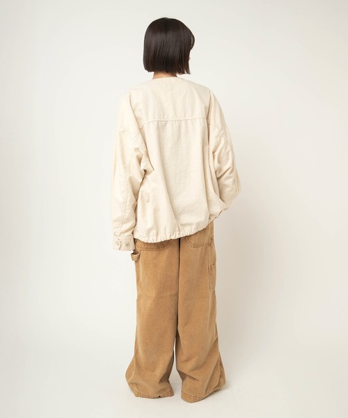 RNA-N（アールエヌエーエヌ）の「J2179 ノーカラーワークジャケット（ノーカラージャケット・レディース・オリーブ/ブラック/ナチュラル・FREE）」の16枚目の写真