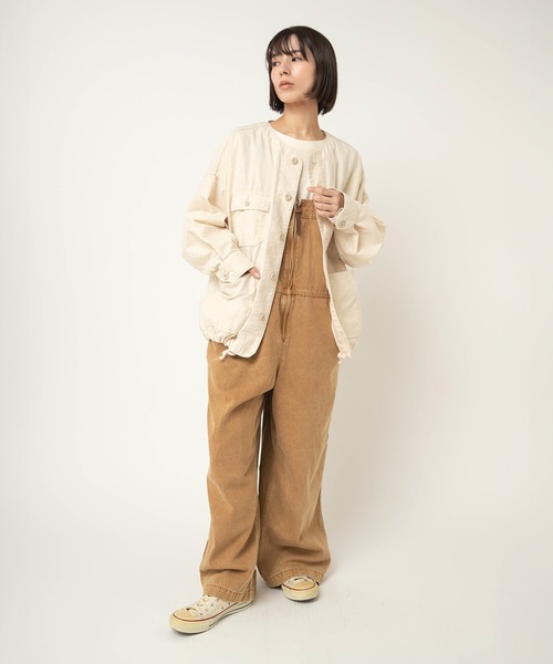 RNA-N（アールエヌエーエヌ）の「J2179 ノーカラーワークジャケット（ノーカラージャケット・レディース・オリーブ/ブラック/ナチュラル・FREE）」の14枚目の写真