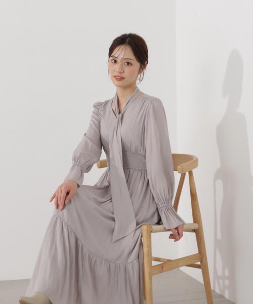 PROPORTION BODY DRESSING（プロポーションボディドレッシング）の「タイ付きギャザーワンピース / 1216140101（ワンピース・レディース・ダークグレー/グレー/ブルー・P/S/MEDIUM）」の7枚目の写真