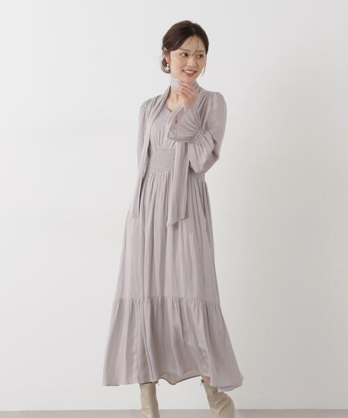 PROPORTION BODY DRESSING（プロポーションボディドレッシング）の「タイ付きギャザーワンピース / 1216140101（ワンピース・レディース・ダークグレー/グレー/ブルー・P/S/MEDIUM）」の8枚目の写真