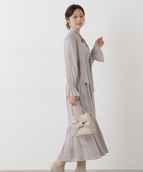 PROPORTION BODY DRESSING（プロポーションボディドレッシング）の「タイ付きギャザーワンピース / 1216140101（ワンピース・レディース・ダークグレー/グレー/ブルー・P/S/MEDIUM）」の9枚目の写真