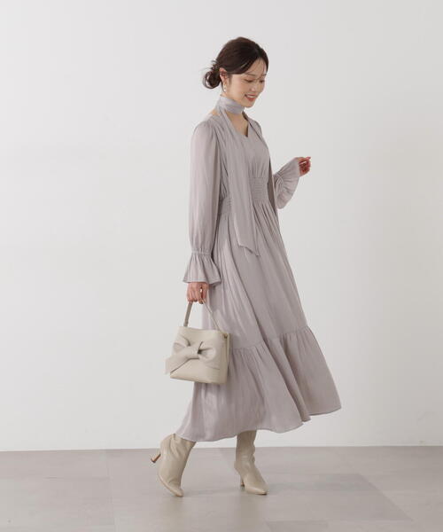 PROPORTION BODY DRESSING（プロポーションボディドレッシング）の「タイ付きギャザーワンピース / 1216140101（ワンピース・レディース・ダークグレー/グレー/ブルー・P/S/MEDIUM）」の11枚目の写真