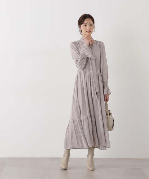 PROPORTION BODY DRESSING（プロポーションボディドレッシング）の「タイ付きギャザーワンピース / 1216140101（ワンピース・レディース・ダークグレー/グレー/ブルー・P/S/MEDIUM）」の13枚目の写真