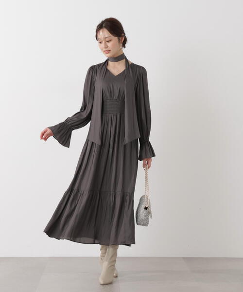 PROPORTION BODY DRESSING（プロポーションボディドレッシング）の「タイ付きギャザーワンピース / 1216140101（ワンピース・レディース・ダークグレー/グレー/ブルー・P/S/MEDIUM）」の21枚目の写真