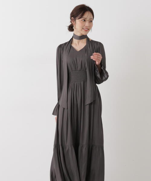 PROPORTION BODY DRESSING（プロポーションボディドレッシング）の「タイ付きギャザーワンピース / 1216140101（ワンピース・レディース・ダークグレー/グレー/ブルー・P/S/MEDIUM）」の22枚目の写真