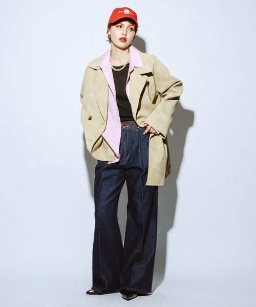 Wrangler（ラングラー）の「＜Wrangler＞別注タックストレートパンツ（デニムパンツ・レディース・ネイビー/ブラック・LARGE/MEDIUM）」の3枚目の写真