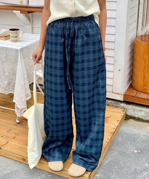 Girly Doll（ガーリードール）の「チェック柄イージーワイドパンツ（その他パンツ・レディース・グリーン系その他/ネイビー・M/L）」の7枚目の写真