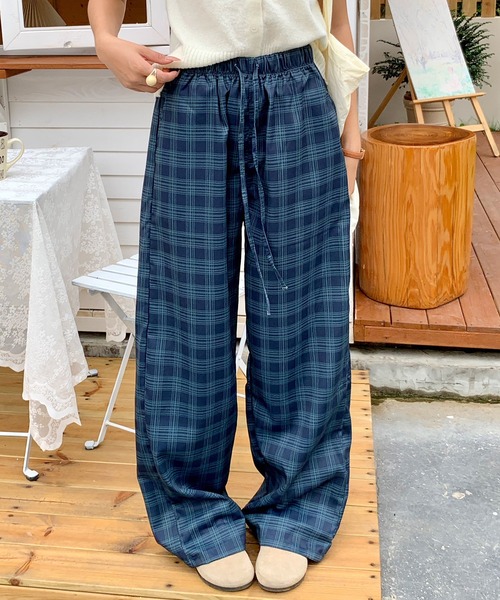 Girly Doll（ガーリードール）の「チェック柄イージーワイドパンツ（その他パンツ・レディース・グリーン系その他/ネイビー・M/L）」の16枚目の写真