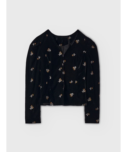 EIMY ISTOIRE（エイミーイストワール）の「フラワーモチーフベルベットパフショルダージャケット（Tシャツ/カットソー・レディース・ブラック・F）」の18枚目の写真