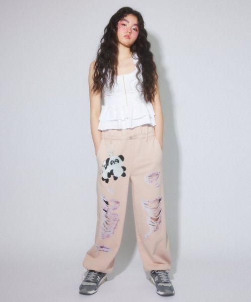 Candy Stripper（キャンディストリッパー）の「DAMAGE PRINT SWEAT パンツ（スウェットパンツ・レディース・ブラック/ピンク/グレー・FREE）」の21枚目の写真