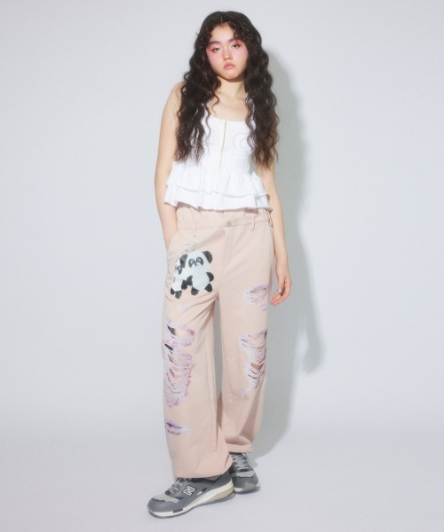 Candy Stripper（キャンディストリッパー）の「DAMAGE PRINT SWEAT パンツ（スウェットパンツ・レディース・ブラック/ピンク/グレー・FREE）」の22枚目の写真